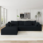 L-förmiges Chenille-Sofa Modernes modulares Sofa mit 6 Kissen für das Wohnzimmer