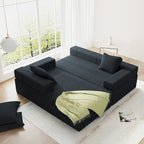L-förmiges Chenille-Sofa Modernes modulares Sofa mit 6 Kissen für das Wohnzimmer