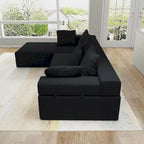 L-förmiges Chenille-Sofa Modernes modulares Sofa mit 6 Kissen für das Wohnzimmer