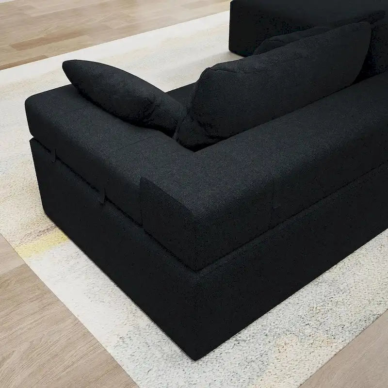 L-förmiges Chenille-Sofa Modernes modulares Sofa mit 6 Kissen für das Wohnzimmer