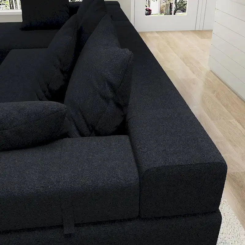 L-förmiges Chenille-Sofa Modernes modulares Sofa mit 6 Kissen für das Wohnzimmer