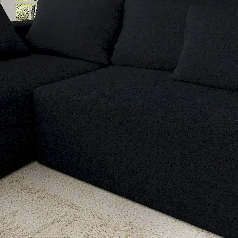 L-förmiges Chenille-Sofa Modernes modulares Sofa mit 6 Kissen für das Wohnzimmer
