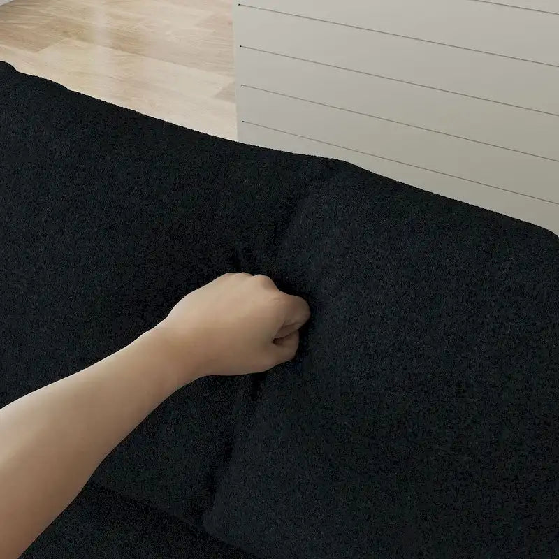 L-förmiges Chenille-Sofa Modernes modulares Sofa mit 6 Kissen für das Wohnzimmer