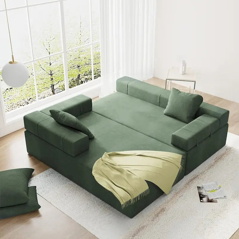 L-förmiges Chenille-Sofa Modernes modulares Sofa mit 6 Kissen für das Wohnzimmer