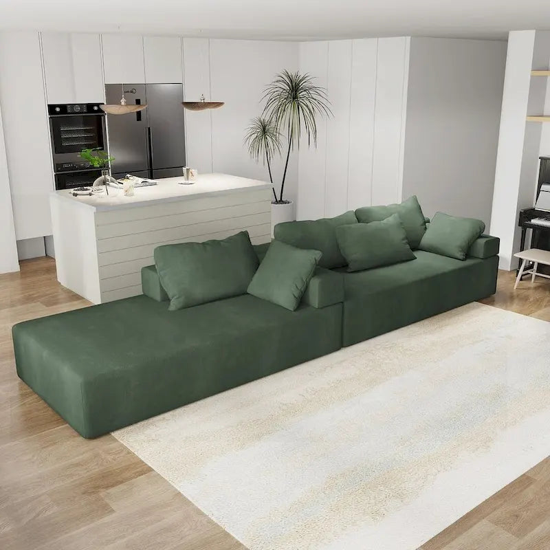 L-förmiges Chenille-Sofa Modernes modulares Sofa mit 6 Kissen für das Wohnzimmer