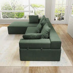 L-förmiges Chenille-Sofa Modernes modulares Sofa mit 6 Kissen für das Wohnzimmer