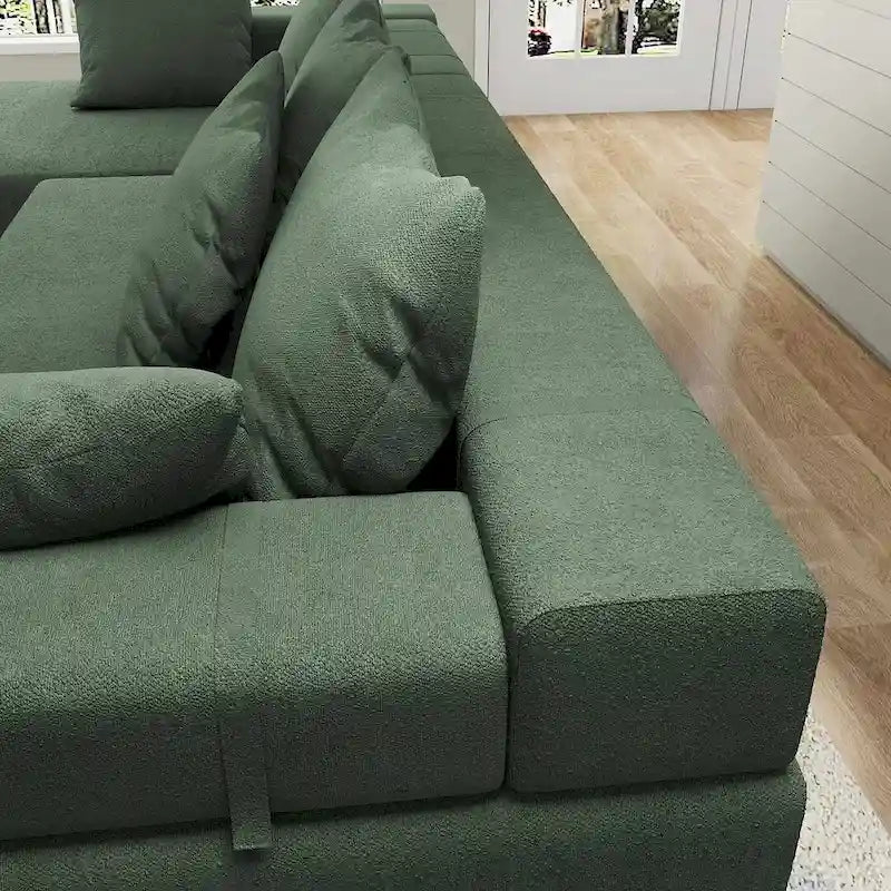 L-förmiges Chenille-Sofa Modernes modulares Sofa mit 6 Kissen für das Wohnzimmer