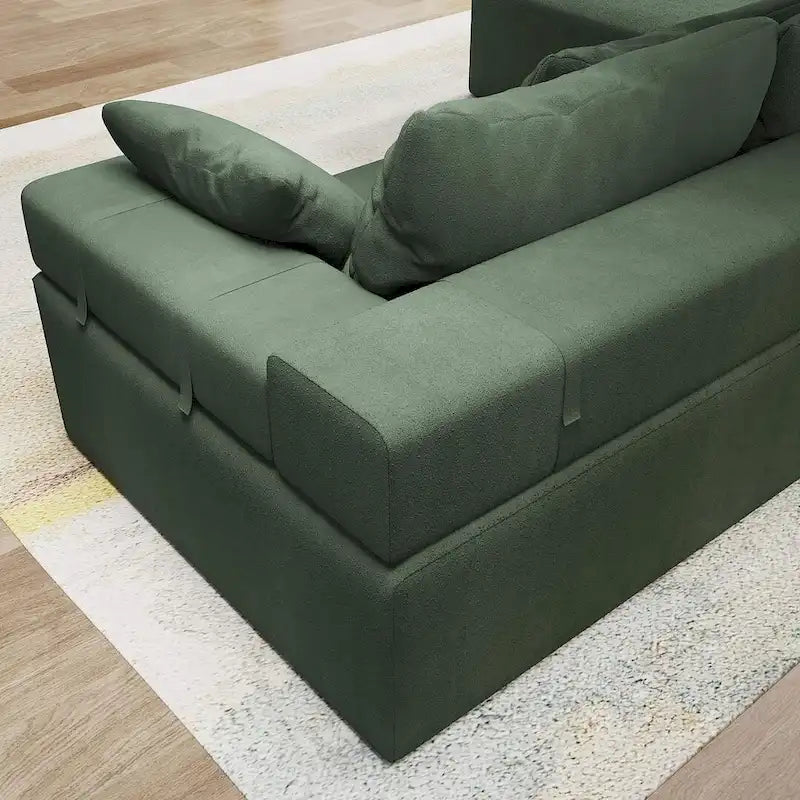 L-förmiges Chenille-Sofa Modernes modulares Sofa mit 6 Kissen für das Wohnzimmer