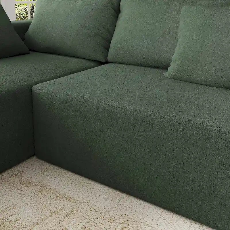 L-förmiges Chenille-Sofa Modernes modulares Sofa mit 6 Kissen für das Wohnzimmer