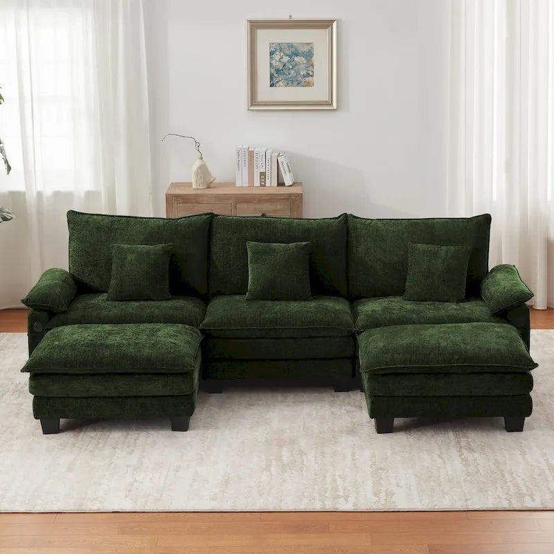 Übergroßes Ecksofa, modulares Sektionssofa mit umkehrbaren Ottomanen