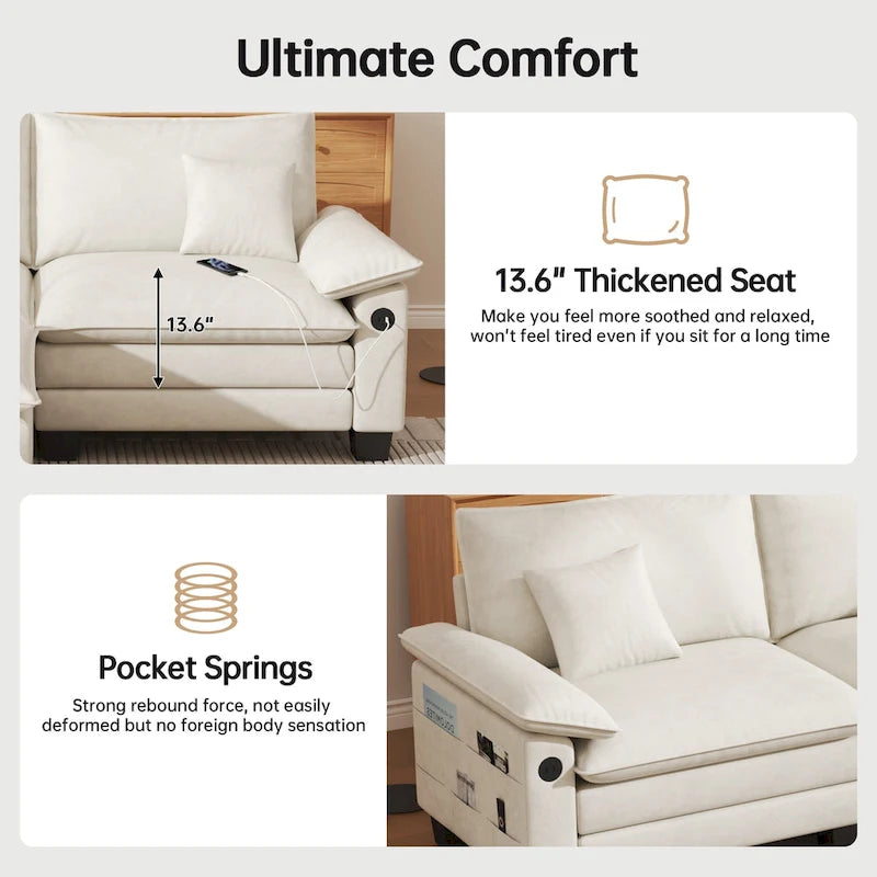 Übergroßes Ecksofa, modulares Sektionssofa mit umkehrbaren Ottomanen