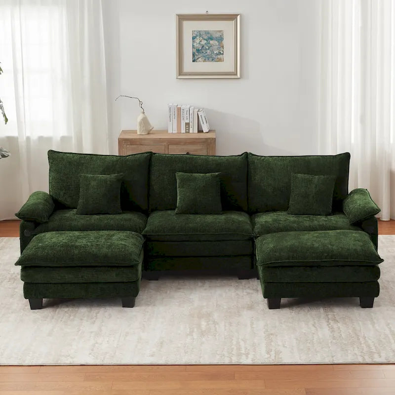 Übergroßes Ecksofa, modulares Sektionssofa mit umkehrbaren Ottomanen