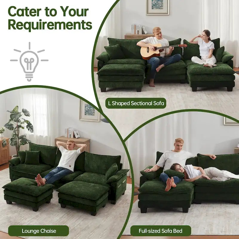 Übergroßes Ecksofa, modulares Sektionssofa mit umkehrbaren Ottomanen