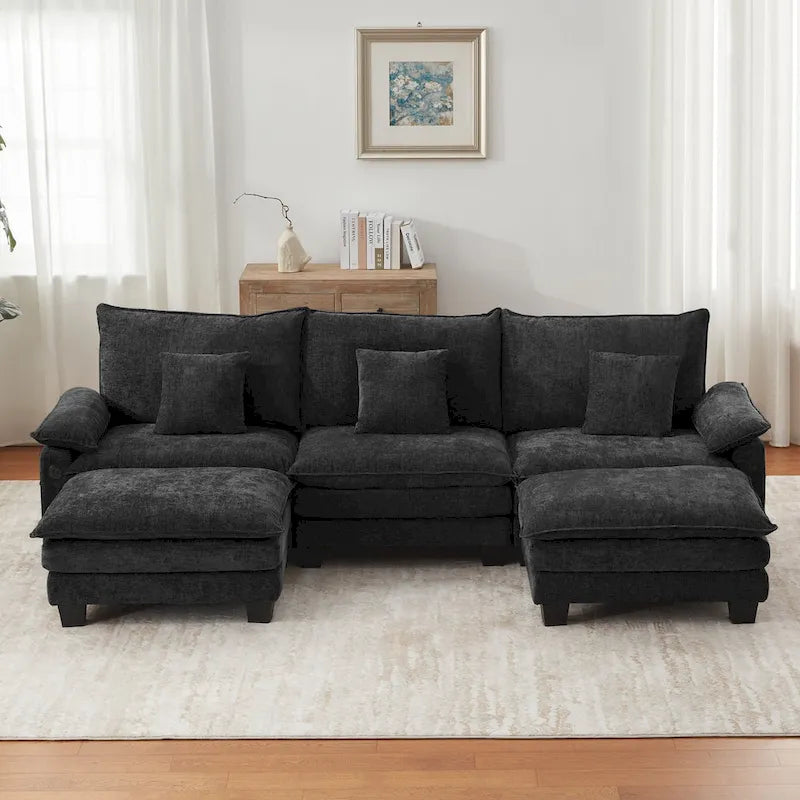 Übergroßes Ecksofa, modulares Sektionssofa mit umkehrbaren Ottomanen