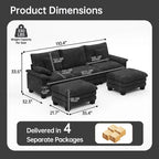 Übergroßes Ecksofa, modulares Sektionssofa mit umkehrbaren Ottomanen