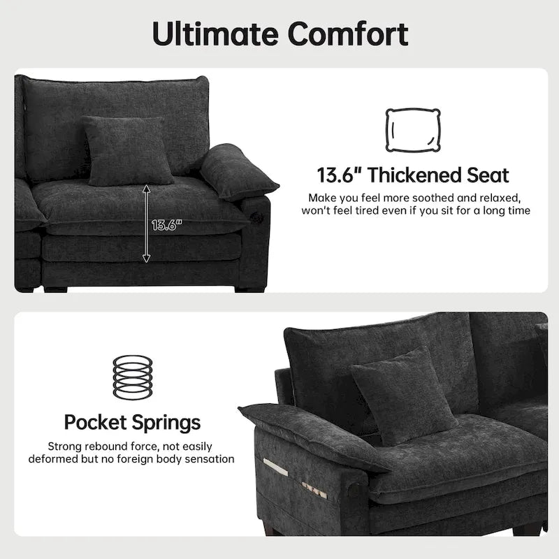 Übergroßes Ecksofa, modulares Sektionssofa mit umkehrbaren Ottomanen