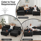 Übergroßes Ecksofa, modulares Sektionssofa mit umkehrbaren Ottomanen