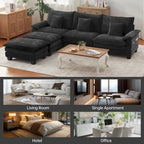 Übergroßes Ecksofa, modulares Sektionssofa mit umkehrbaren Ottomanen