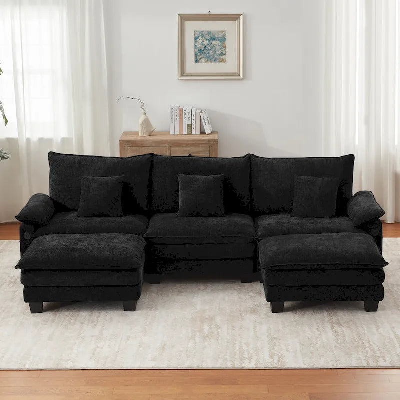 Übergroßes Ecksofa, modulares Sektionssofa mit umkehrbaren Ottomanen