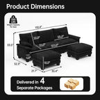 Übergroßes Ecksofa, modulares Sektionssofa mit umkehrbaren Ottomanen