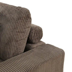 97 braunes L-förmiges Ecksofa mit Cordbezug und Ottomane