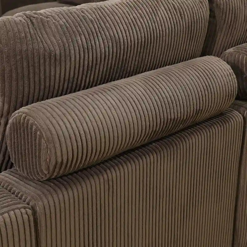 97 braunes L-förmiges Ecksofa mit Cordbezug und Ottomane