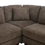 97 braunes L-förmiges Ecksofa mit Cordbezug und Ottomane