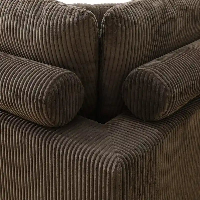 97 braunes L-förmiges Ecksofa mit Cordbezug und Ottomane