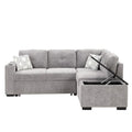 83,8 Zoll ausziehbares L-förmiges Schlafsofa mit Stauraum-Recamiere, USB-Anschlüssen, Steckdosen und Getränkehalter