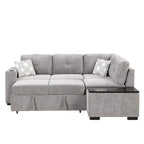 83,8 Zoll ausziehbares L-förmiges Schlafsofa mit Stauraum-Recamiere, USB-Anschlüssen, Steckdosen und Getränkehalter