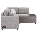 83,8 Zoll ausziehbares L-förmiges Schlafsofa mit Stauraum-Recamiere, USB-Anschlüssen, Steckdosen und Getränkehalter