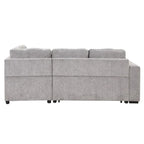 83,8 Zoll ausziehbares L-förmiges Schlafsofa mit Stauraum-Recamiere, USB-Anschlüssen, Steckdosen und Getränkehalter