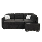 83,8 Zoll ausziehbares L-förmiges Schlafsofa mit Stauraum-Recamiere, USB-Anschlüssen, Steckdosen und Getränkehalter