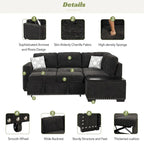 83,8 Zoll ausziehbares L-förmiges Schlafsofa mit Stauraum-Recamiere, USB-Anschlüssen, Steckdosen und Getränkehalter