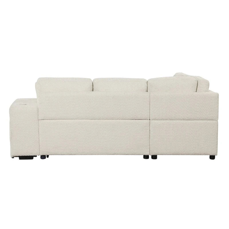 Schnittsofa mit Ausziehfunktion und Stauraum-Ottomane, umwandelbares Schlafsofa für das Wohnzimmer