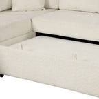 Schnittsofa mit Ausziehfunktion und Stauraum-Ottomane, umwandelbares Schlafsofa für das Wohnzimmer