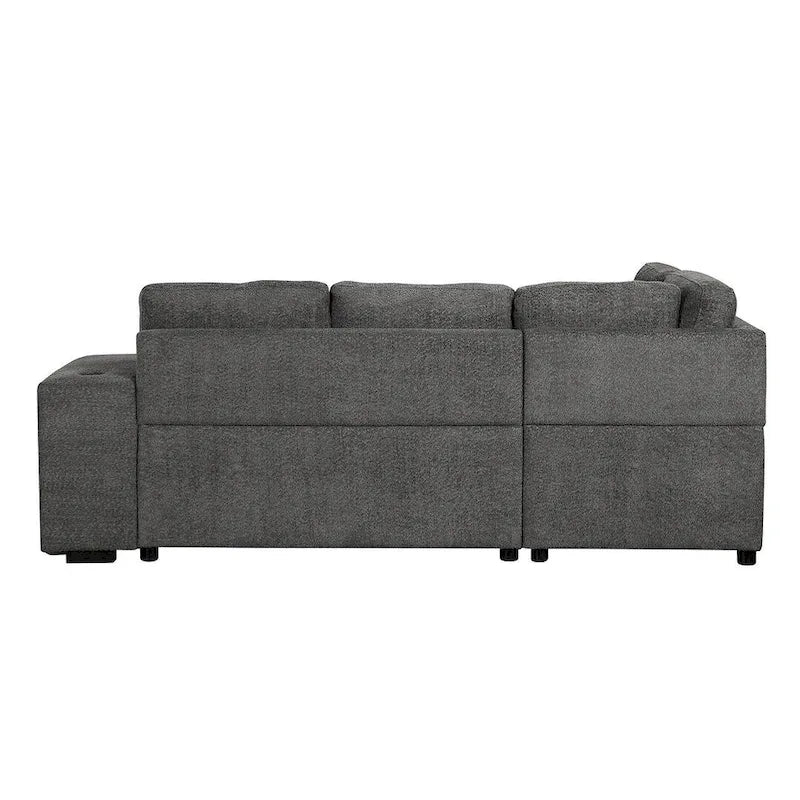 Schnittsofa mit Ausziehfunktion und Stauraum-Ottomane, umwandelbares Schlafsofa für das Wohnzimmer