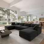 Cloud Modulares Sektionssofa mit 2 Aufbewahrungshocker, 157 Daunen-Polsterung, bequemes U-förmiges Sofa für das Wohnzimmer