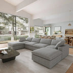 Cloud Modulares Sektionssofa mit 2 Aufbewahrungshocker, 157 Daunen-Polsterung, bequemes U-förmiges Sofa für das Wohnzimmer
