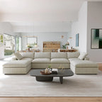 Cloud Modulares Sektionssofa mit 2 Aufbewahrungshocker, 157 Daunen-Polsterung, bequemes U-förmiges Sofa für das Wohnzimmer