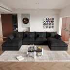 Cloud Modulares Sektionssofa mit 2 Aufbewahrungshocker, 157 Daunen-Polsterung, bequemes U-förmiges Sofa für das Wohnzimmer