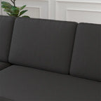85 3-Sitzer Schlafsofa mit Stauraum-Recamiere, Ausziehfunktion und Kupfernieten