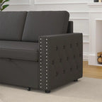 85 3-Sitzer Schlafsofa mit Stauraum-Recamiere, Ausziehfunktion und Kupfernieten