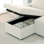85 3-Sitzer Schlafsofa mit Stauraum-Recamiere, Ausziehfunktion und Kupfernieten