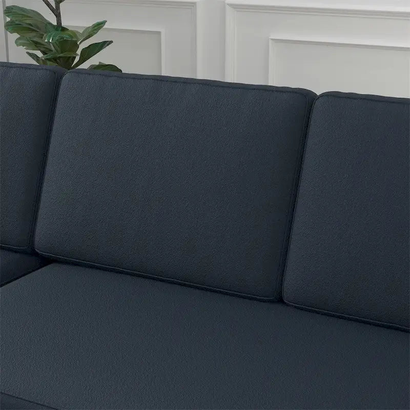 85 3-Sitzer Schlafsofa mit Stauraum-Recamiere, Ausziehfunktion und Kupfernieten