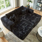 HOOOWOOO Modernes Plüsch-Ecksofa L-förmige Couch mit abnehmbarem Ottoman