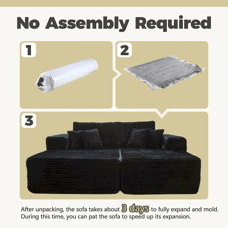HOOOWOOO Modernes Plüsch-Ecksofa L-förmige Couch mit abnehmbarem Ottoman