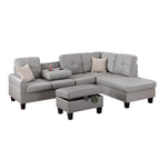 3-teiliges Ecksofa-Set aus Kunstleder mit Stauraum-Ottomane