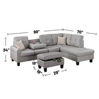 3-teiliges Ecksofa-Set aus Kunstleder mit Stauraum-Ottomane