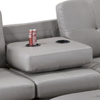 3-teiliges Ecksofa-Set aus Kunstleder mit Stauraum-Ottomane